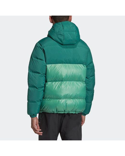 Adidas Green Originals Down Regen Puff Stay Warm Splicing Sports Hooded Down Jacket for men
