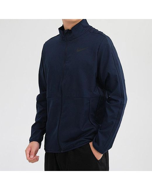 Nike Blue Dri-Fit Woven Training Casual Sports Jacket Obsidian for men