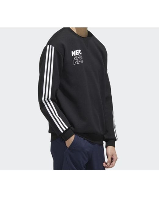Adidas Black Neo Side Stripe Sports Pullover for men