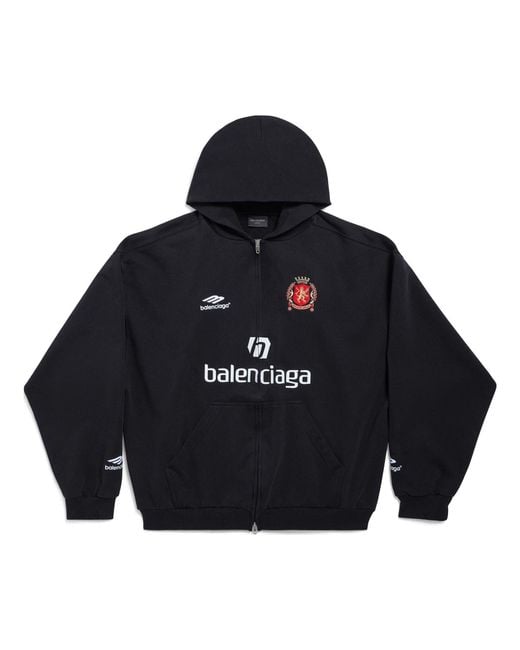 Balenciaga Blue Paris Soccer Zip-Up Hoodie Medium Fit for men