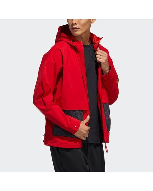 Adidas Red Cny Jkt New Year's Edition Casual Sports Hooded Jacket for men