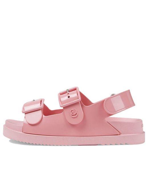 Gucci Pink Rubber Slingback Sandals