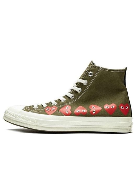 Converse Brown X Comme Des Garcons Play Chuck 70 Hi Multi Heart 'Khaki' for men