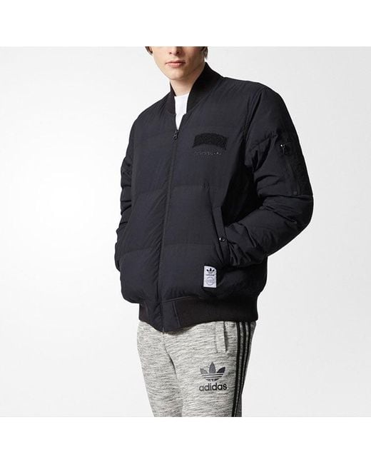 Adidas Blue Originals Seoul Flight Do Solid Color Stay Warm Baseball Collar Down Jacket for men