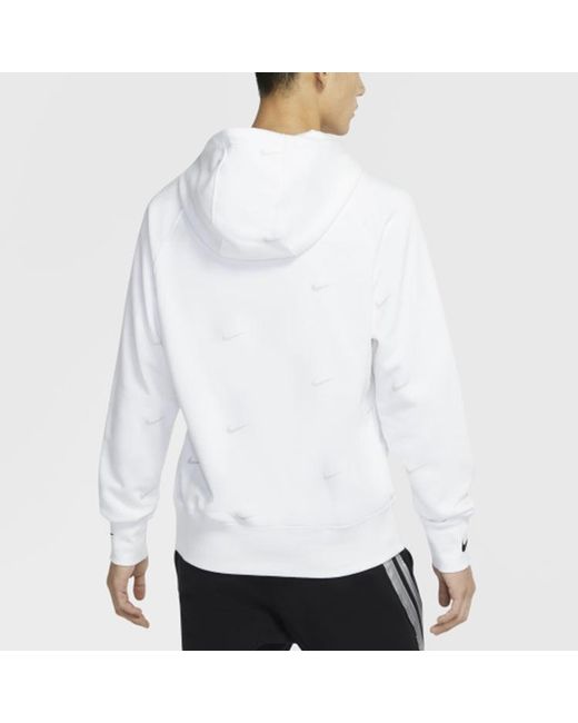Nike White Athleisure Casual Sports Hooded Fleece Lined for men