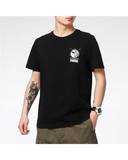 PUMA Black Graffiti Photo Print Short Sleeve T-Shirt for men
