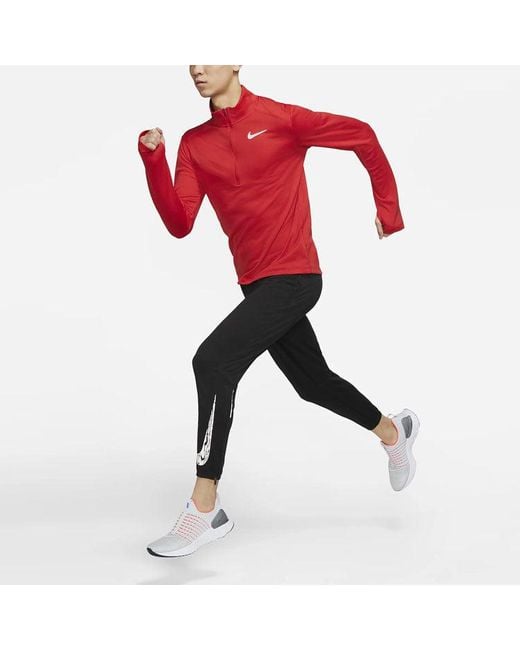 Nike Red Parcer Running Sports Training Cardigan Stand Collar Pullover Long Sleeves for men