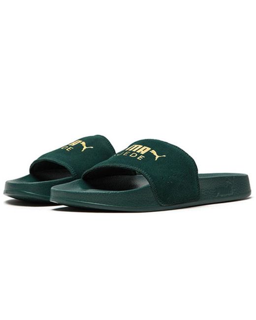 PUMA Green Leadcat Suede Slippers for men