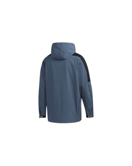 Adidas Blue Tech Outr Jkt Zipper Cardigan Casual Sports Hooded Jacket for men
