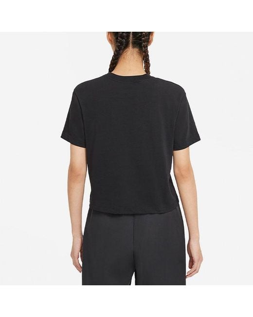 Nike Black (Wmns) Sportswear Swoosh Short Printed Round Neck Pullover T-Shirt