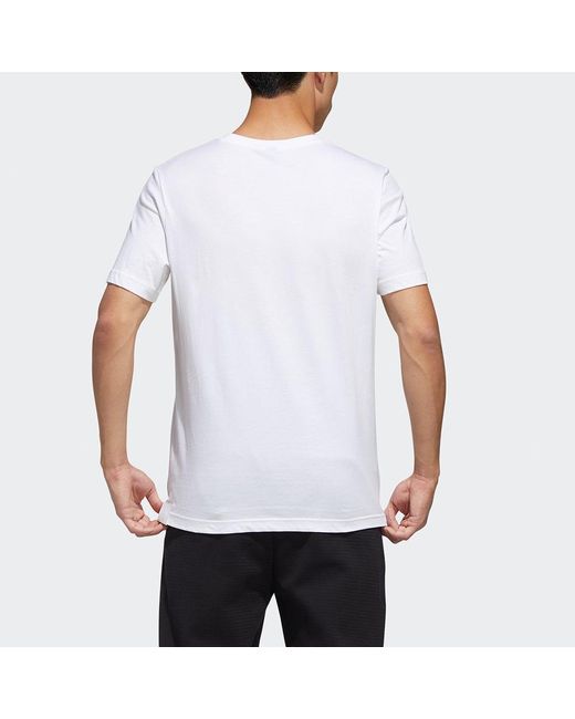 Adidas White Wj Gfx Tee Series Printing Pattern Round Neck Sports Short Sleeve for men