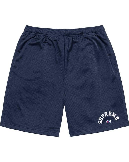 Supreme Blue X Champion Mesh Shorts for men
