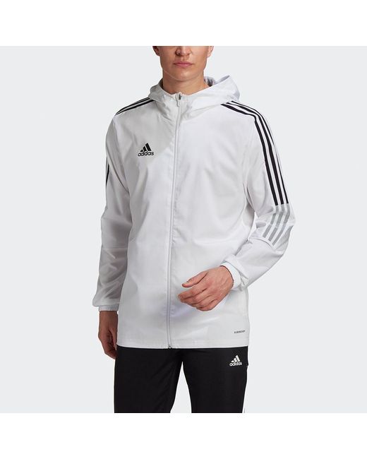 Adidas White Tiro21 Wb Soccer/Football Sports Hooded Jacket for men