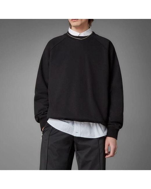 Adidas Black Originals Solid Color Loose Casual Round Neck Pullover for men