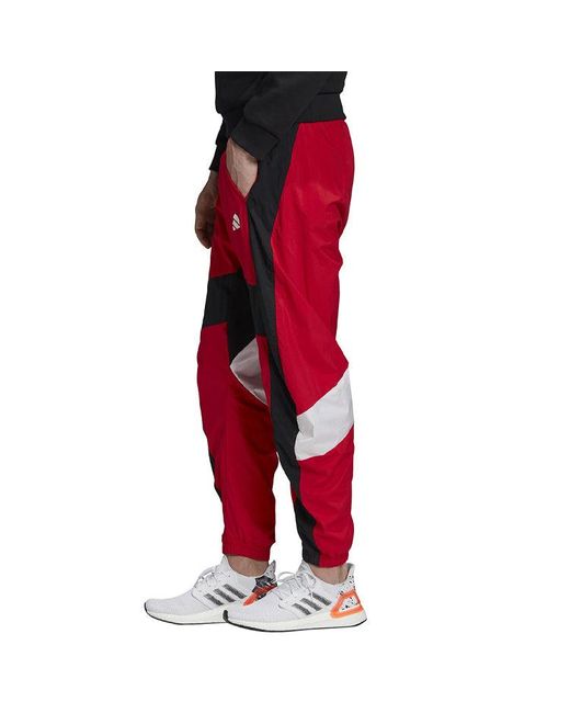 Adidas Red M O Shape Pant Splicing Sports Bundle Feet Pants for men