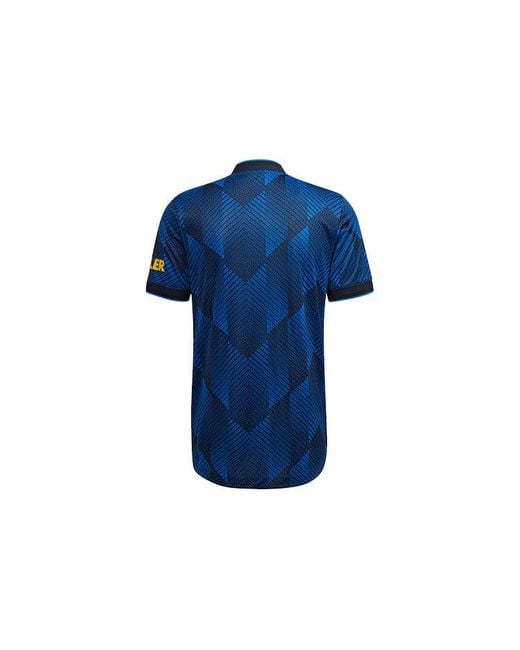 Adidas Blue 21-22 Season Player Edition Soccer/Football Sports Short Sleeve Jersey Manchester United Away for men