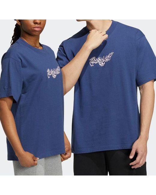 Adidas Blue Originals Alphabet Printing Sports Short Sleeve for men