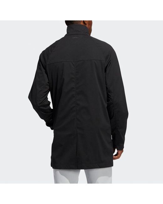 Adidas Black Stand Collar Button Golf Long Sleeves Jacket for men