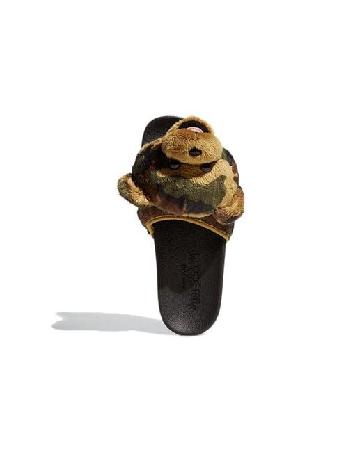 Adidas Brown Jeremy Scott X Adilette Slide 'Camo Teddy' for men