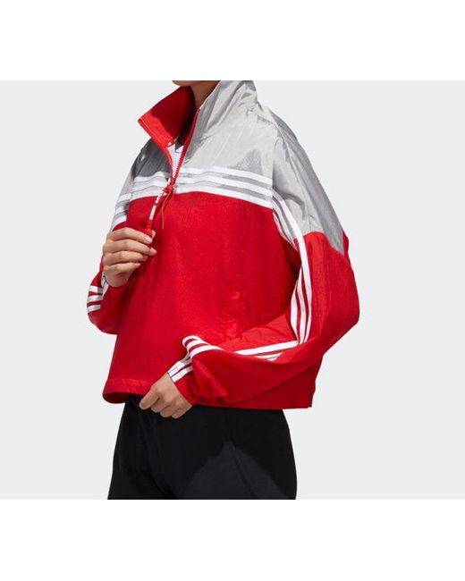Adidas Red (Wmns) Urban Anorak Tatting Stitching Hooded Jacket