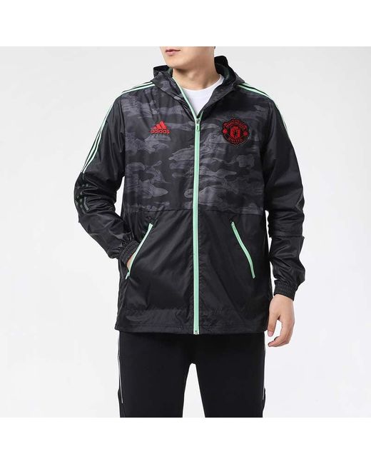 Adidas Blue Manchester United Football Leisure Sports Hooded Jacket for men