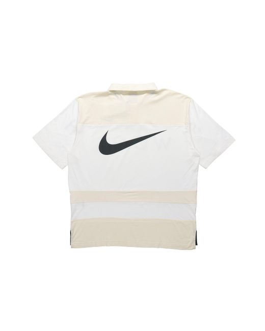 Nike White Sportswear Swoosh Logo Printing Contrasting Colors Loose Polo Shirt for men