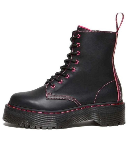 Dr. Martens Black Jadon Ii Neon Star Leather Platform Boots