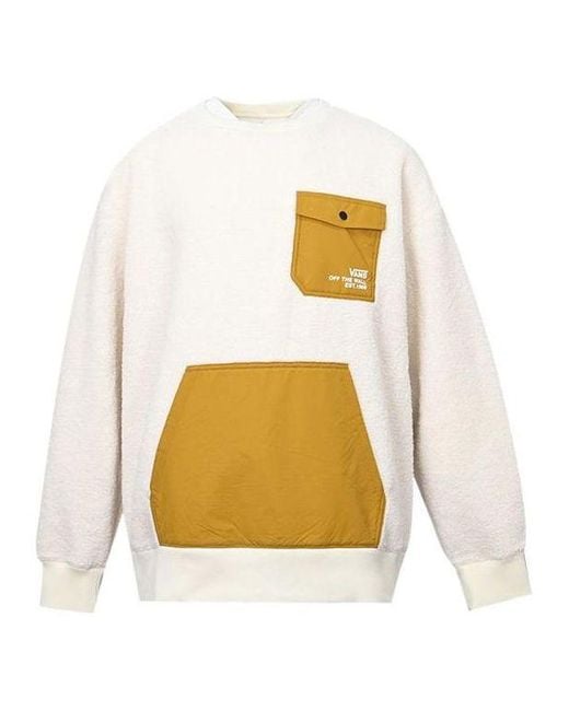 Vans White Lamb's Wool Contrast Color Stitching Round Neck Couple Style Creamy for men