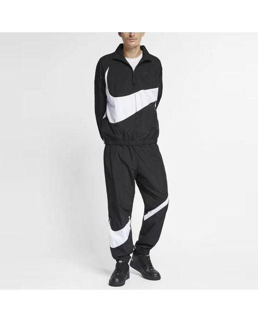 Nike Blue Big Swoosh Sportswear Cardigan Woven Stand Collar Logo Jacket for men