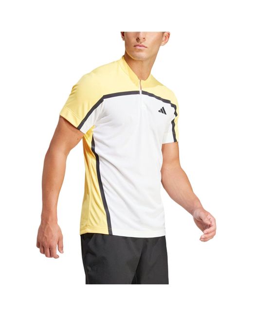 Adidas White Tennis Heat.Rdy Pro Freelift Henley Polo Shirt Asia Sizing for men