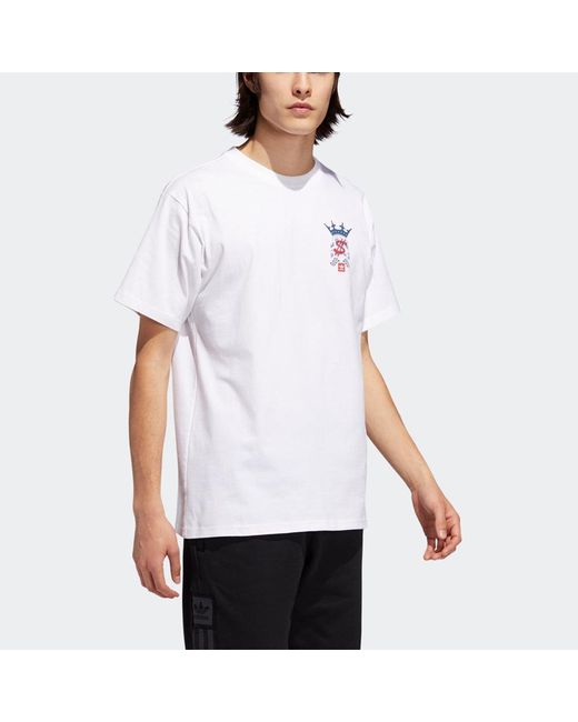 Adidas White Originals Wehaultee Skateboard Printing Sports Round Neck Short Sleeve for men
