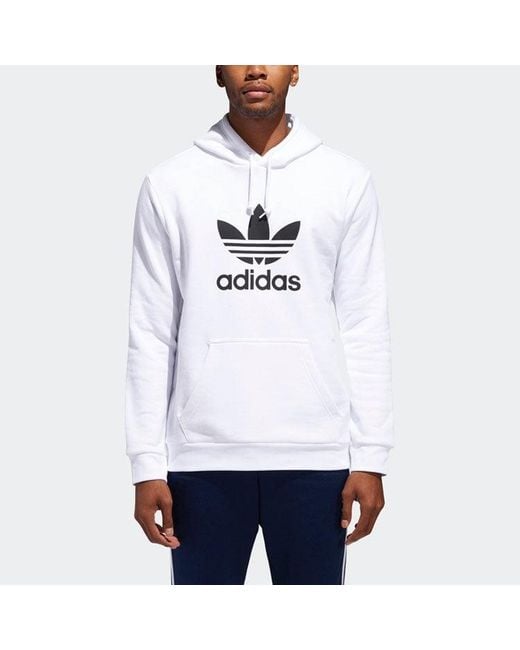 Adidas White Originals Trefoil Chest Logo Kangaroo Pouch for men