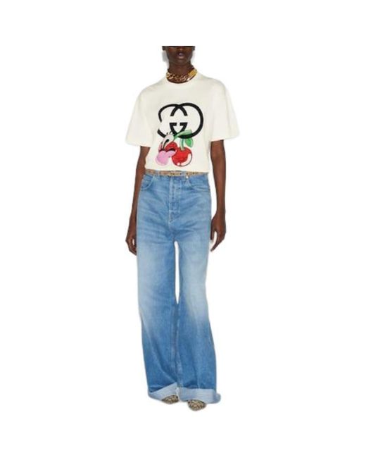Gucci White (Wmns) Cotton Jersey Printed T-Shirt 'Off'