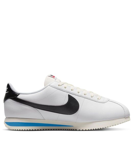 Nike White Cortez Leather Shoes for men