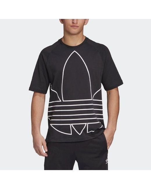 Adidas Black Originals Large Logo Printing Loose Running Sports Round Neck Short Sleeve for men
