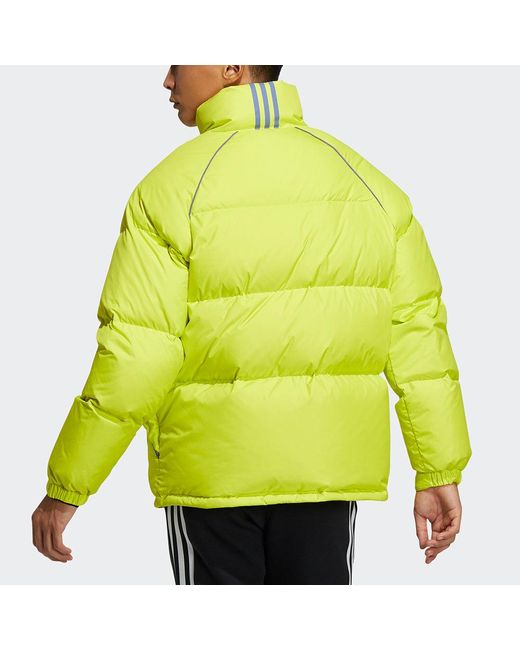 Adidas Terrex Super Puffy Jkt Outdoor Sports Stay Warm Stand Collar Down Jacket Green Yellow for men