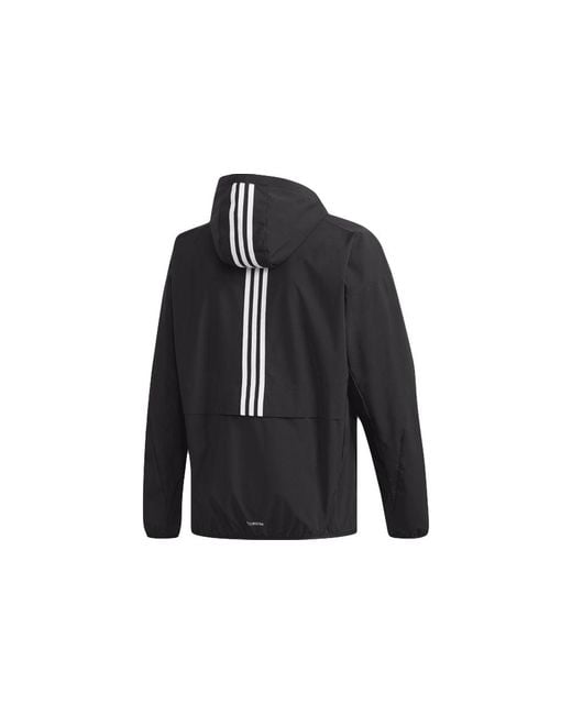 Adidas Blue M Id Trvl Wv Jk Windproof Sports Hooded Jacket for men