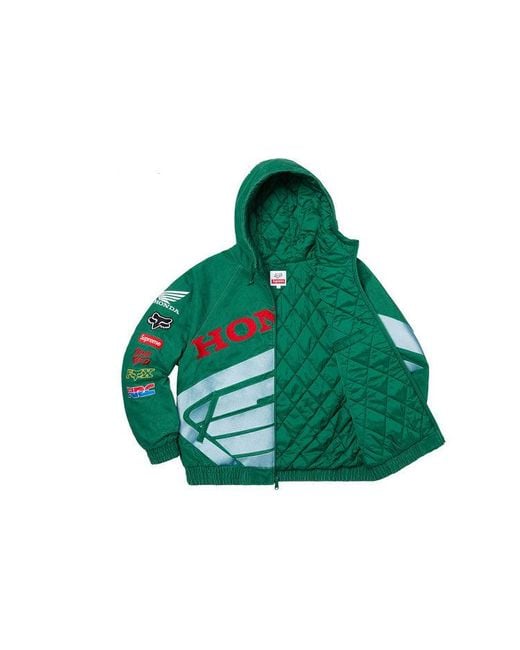 Supreme Green X Honda Fox Racing Puffy Zip Up Jacket