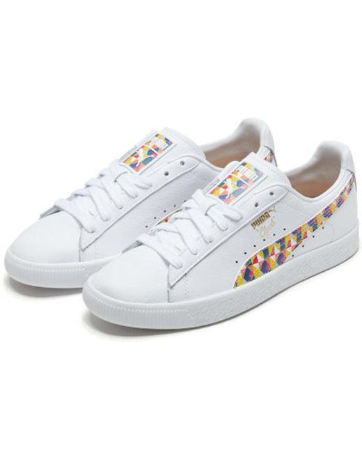 PUMA White Clyde Graffiti Retro Casual Skateboarding Shoes for men