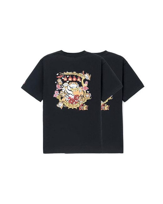 Li-ning Black Rijindoujin Cartoon Graphic T-Shirt for men