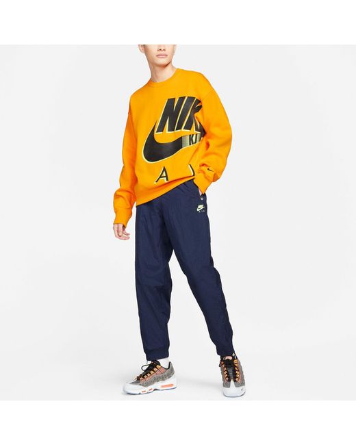 Nike Yellow Air X Kim Jones Crossover Logo Printing Fleece Round Neck Us Edition Couple Style for men