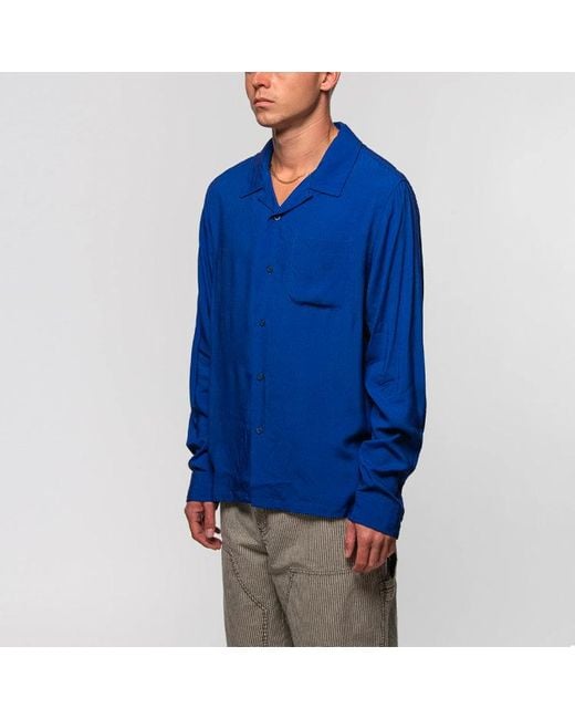 Stussy Blue Big Poppy Ls Shirt for men