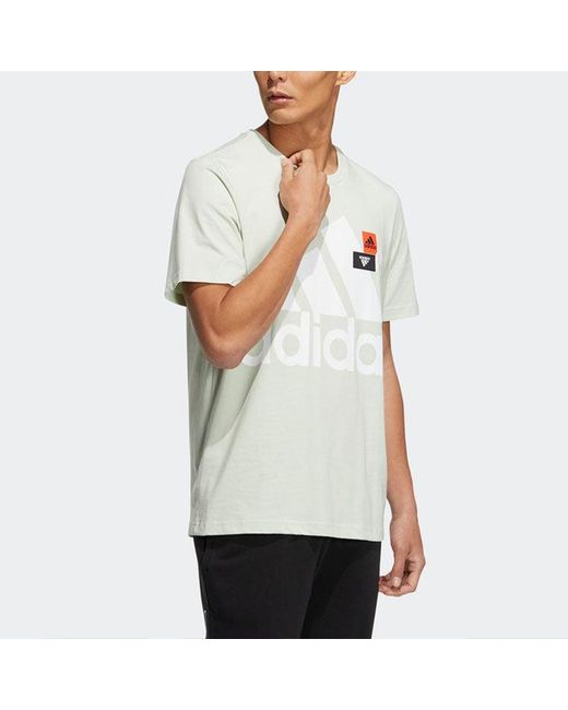 Adidas White Logo Printing Round Neck Short Sleeve T-Shirt for men