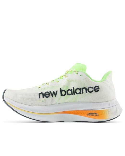 New Balance White Fuelcell Supercomp Trainer V2 Lime Hot Mango' for men