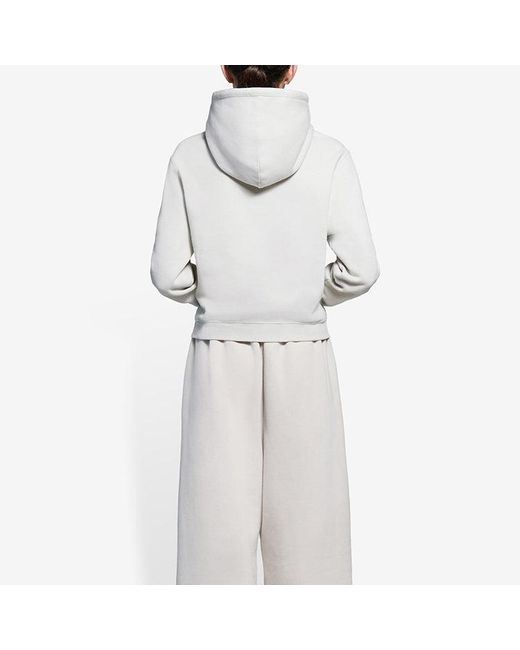 Balenciaga White (Wmns) Ss21 Fashion Week Shrunk Hooded Sweatshirt