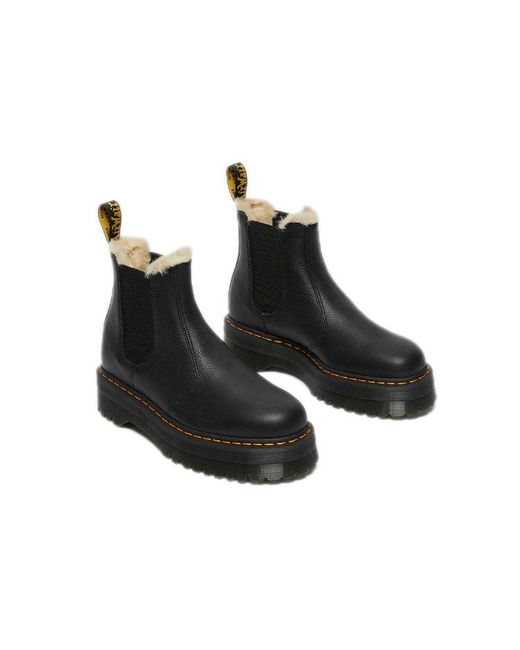 Dr. Martens Black (Wmns) 2976 Faux Fur Lined Platform Chelsea Boots