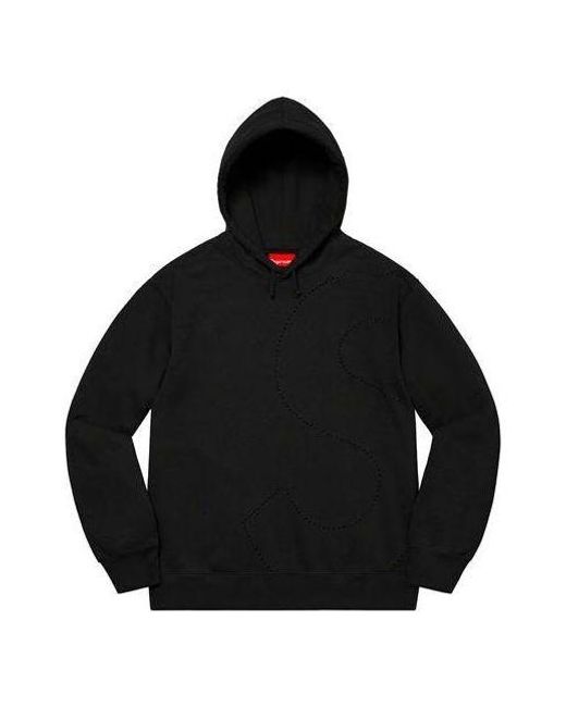 Supreme Black Laser Cut S Logo Hooded Sweatshirt for men