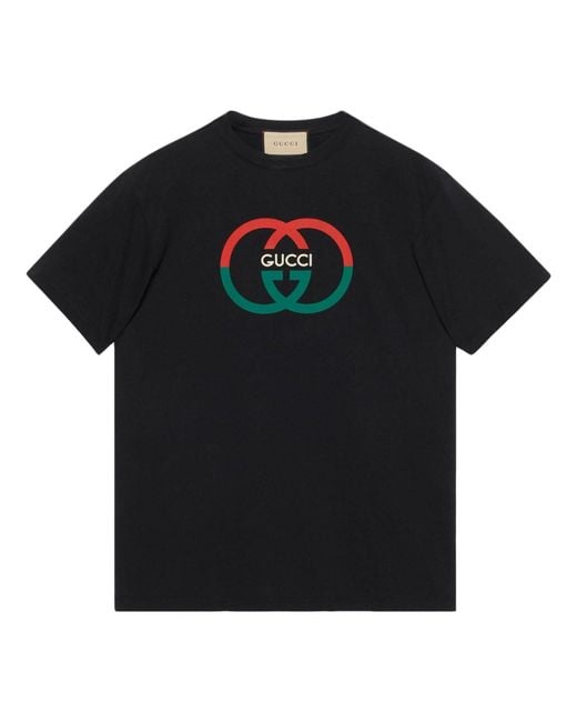 Gucci Black Cotton Jersey Printed T-Shirt for men