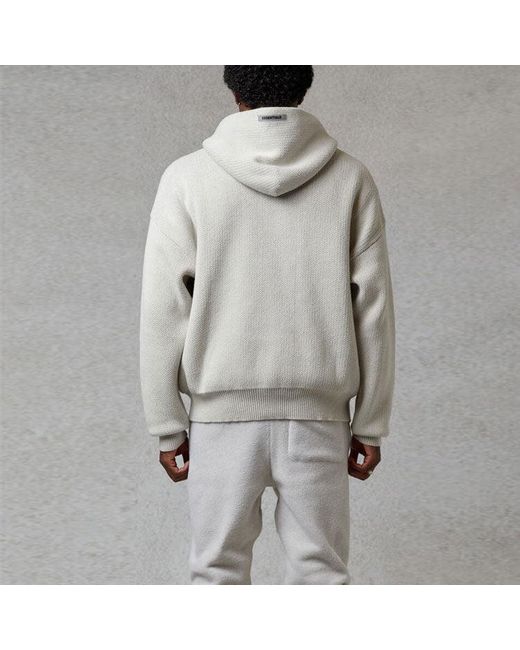 Fear Of God White Fw20 Knit Logo Hoodie 'Oatmeal' for men