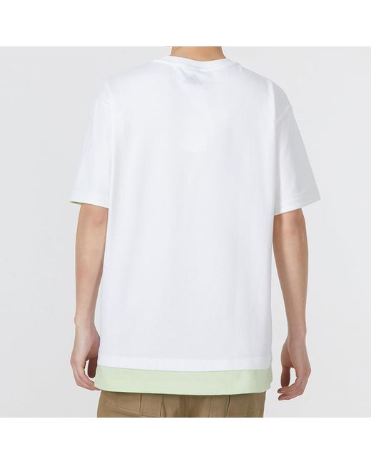 Adidas White Colorblock Athleisure Casual Sports Short Sleeve T-Shirt for men